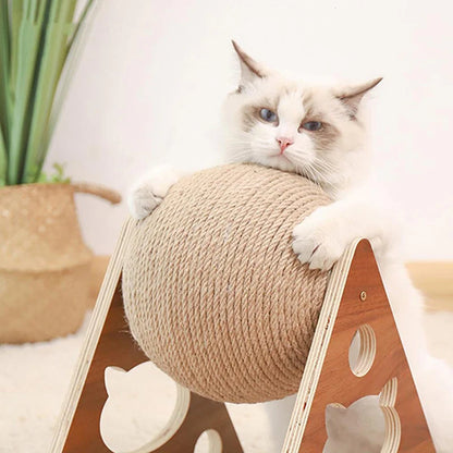 Triangle Cat Scratch Stand With Sisal Rope Ball Toy