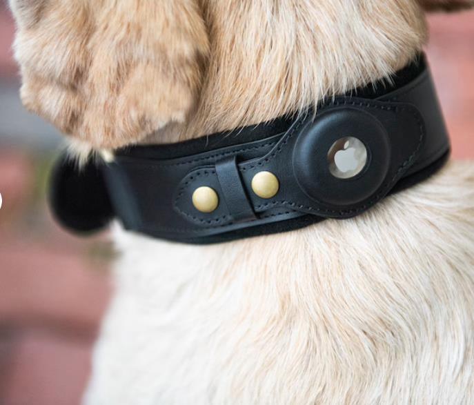 Durable Dog Leather AirTag Collar